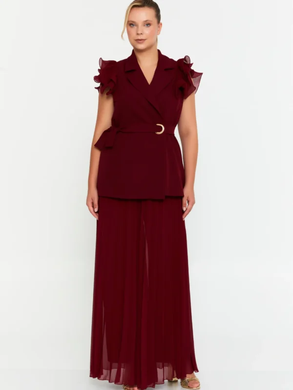 GRF1092 / Ruffled Sleeve Vest Set / طقم صدرية بأكمام مكشكشة