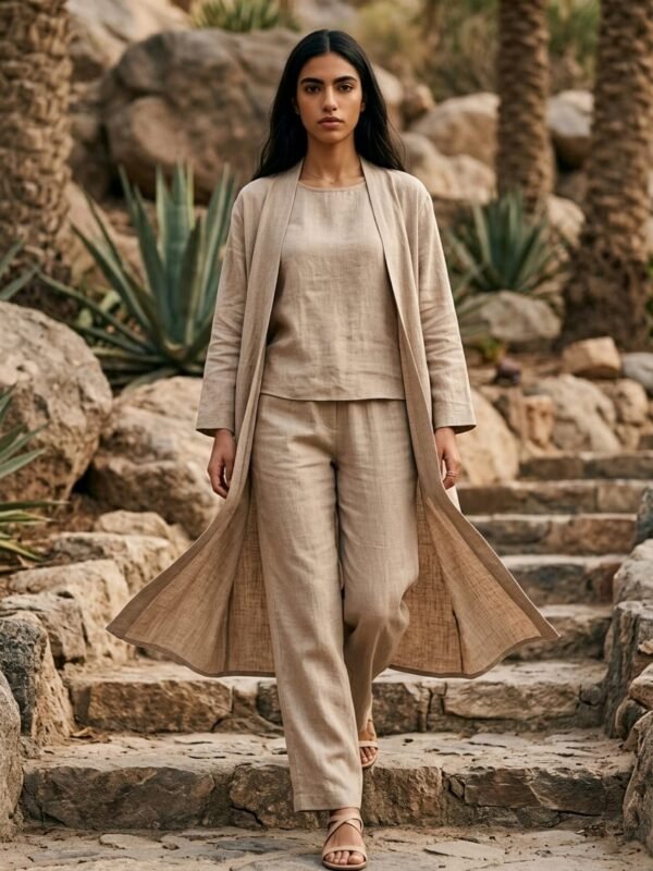 SWY12041509 / Long Summer Cardigan with Pants / كارديغان صيفي طويل مع بنطال