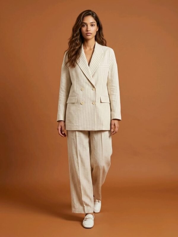 A7C / Stripe Blazer with 2 Side Pocket Set / بليزر مخطط مع طقم بجيبين جانبيين