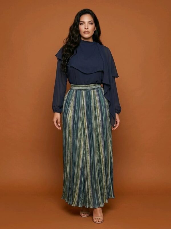 NAGE5793 / Chiffon Blouse with Skirt / بلوزة شيفون مع تنورة