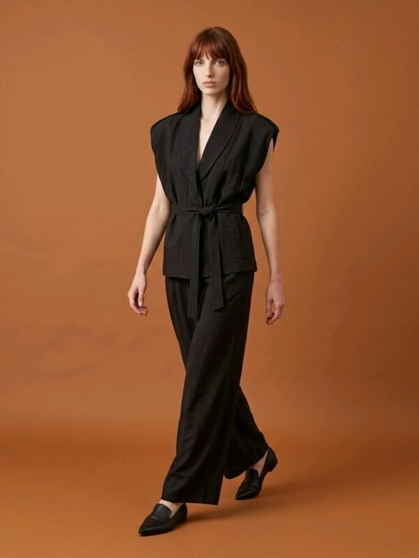 1107005402 / Belted Short Sleeves Shirt with Pantalon / قميص بأكمام قصيرة مع حزام وبنطال