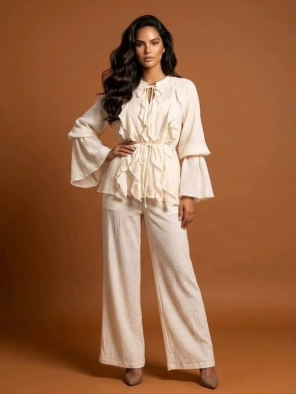 NAGE5798 / Elegant Ruffle Flare Set / طقم بفُرَات أنيق