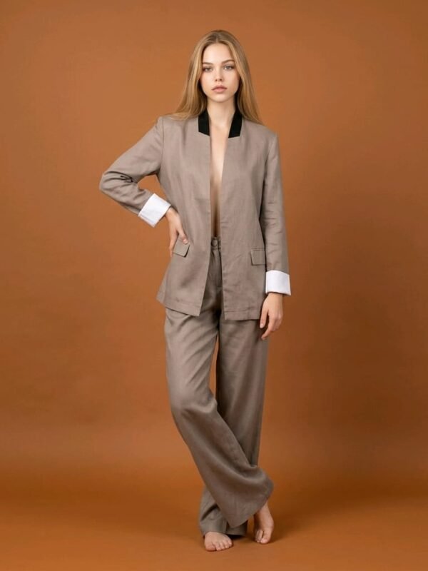 PF5136 / Linen Jacket with Pants / جاكيت كتان مع بنطال