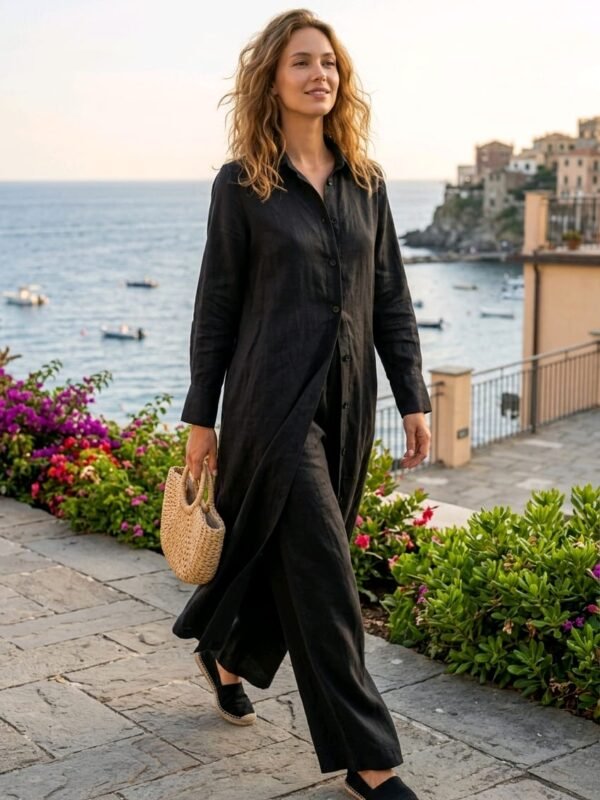 7065 / Long Cardigan with Pantalon / كارديغان طويل مع بنطال